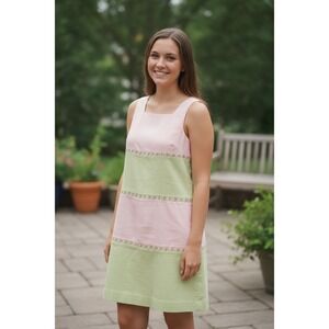 Hartstrings Dress Green Pink‎ Stripe Youth Girls Preppycore Church Sunday Best